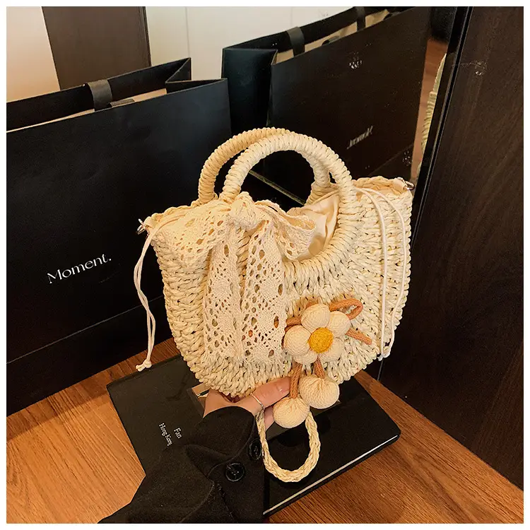 Women Straw Handbag Bucket Bag Shoulder Crossbody — feature 34