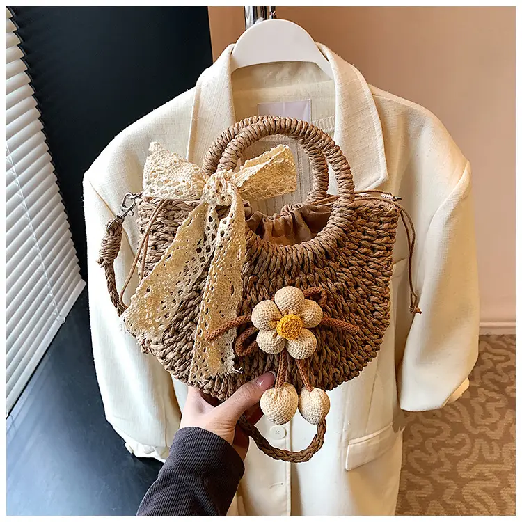 Women Straw Handbag Bucket Bag Shoulder Crossbody — feature 35