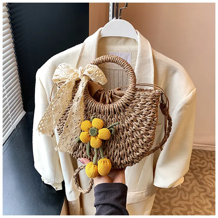 Women Straw Handbag Bucket Bag Shoulder Crossbody — feature 36
