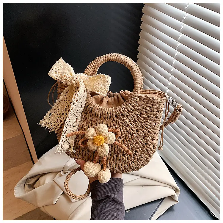Women Straw Handbag Bucket Bag Shoulder Crossbody — feature 37