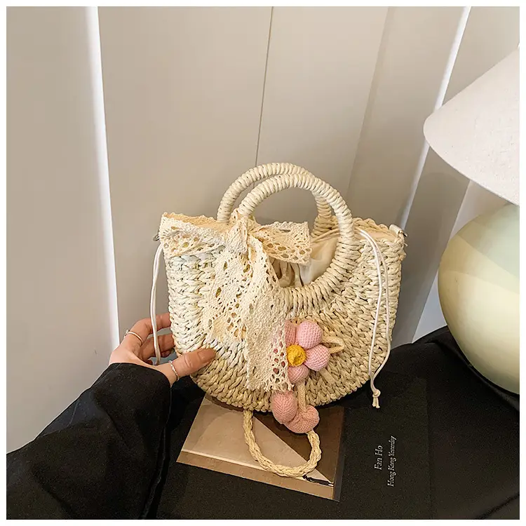 Women Straw Handbag Bucket Bag Shoulder Crossbody — feature 38