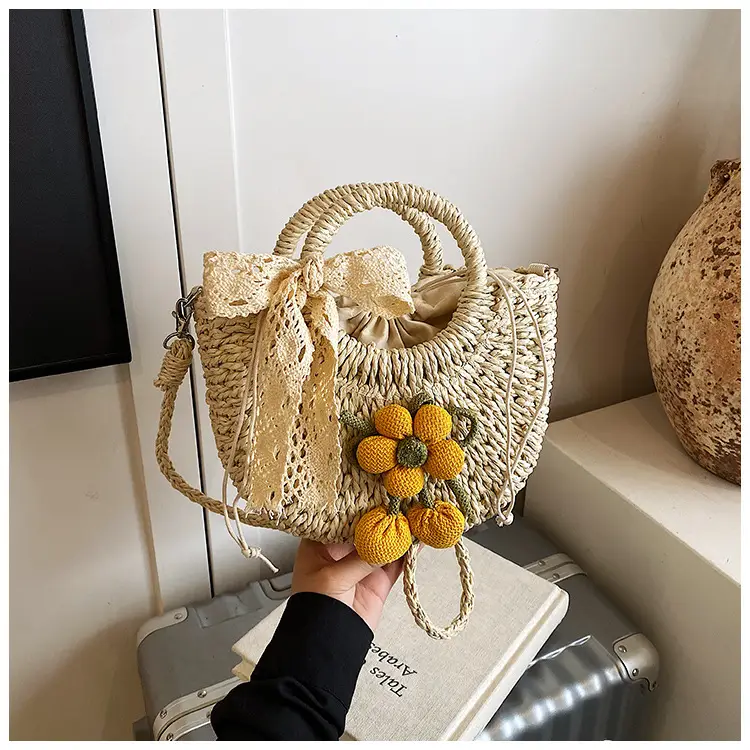 Women Straw Handbag Bucket Bag Shoulder Crossbody — feature 42
