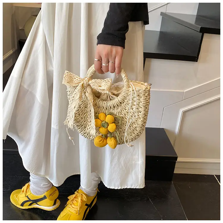 Women Straw Handbag Bucket Bag Shoulder Crossbody — feature 5
