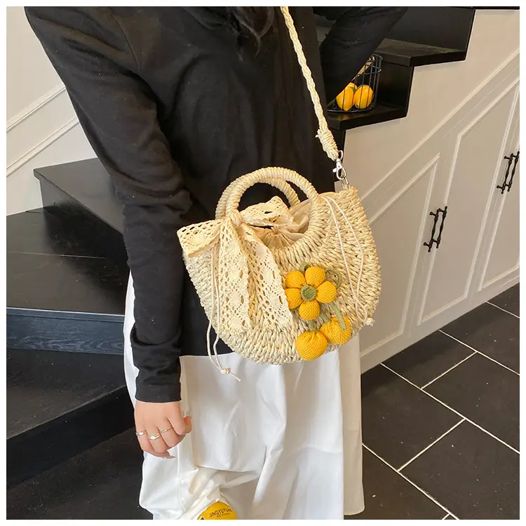 Women Straw Handbag Bucket Bag Shoulder Crossbody — feature 8