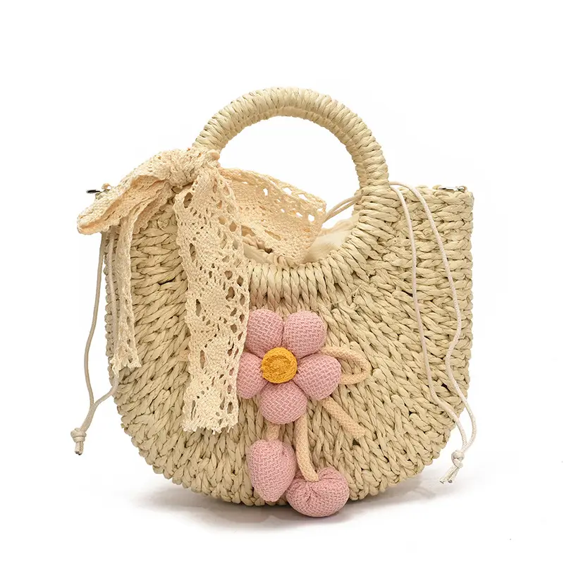 Women Straw Handbag Bucket Bag Shoulder Crossbody - Image 3