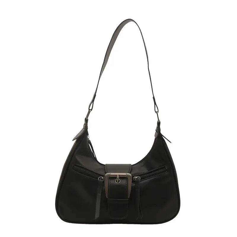 Women's Retro Textured Shoulder Bag with Belt Buckle - Image 7