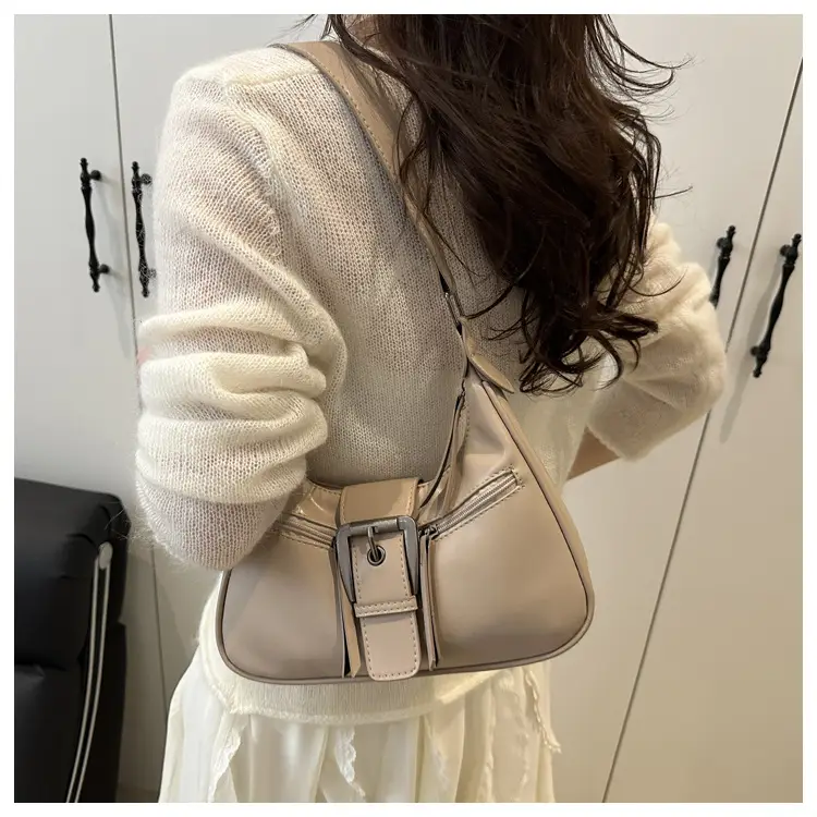 Women's Retro Textured Shoulder Bag with Belt Buckle — feature 14