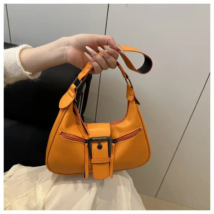 Women's Retro Textured Shoulder Bag with Belt Buckle — feature 15