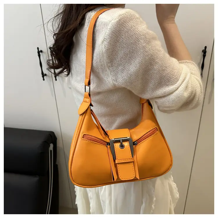 Women's Retro Textured Shoulder Bag with Belt Buckle — feature 16