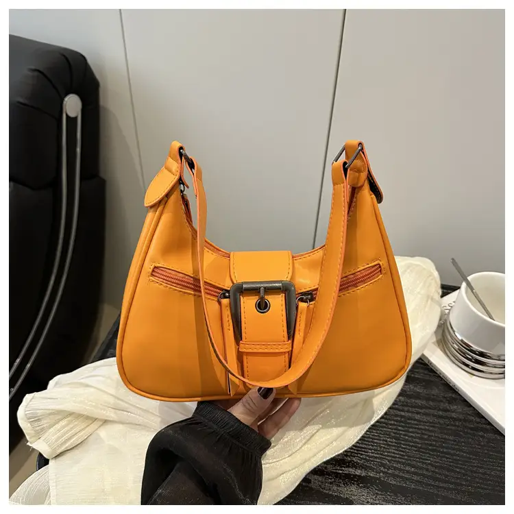 Women's Retro Textured Shoulder Bag with Belt Buckle — feature 21