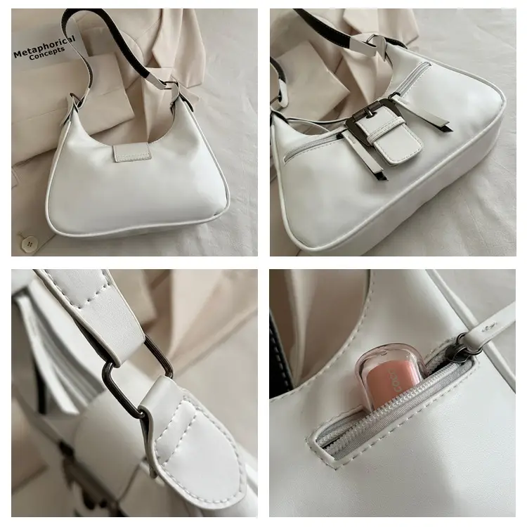Women's Retro Textured Shoulder Bag with Belt Buckle — feature 8