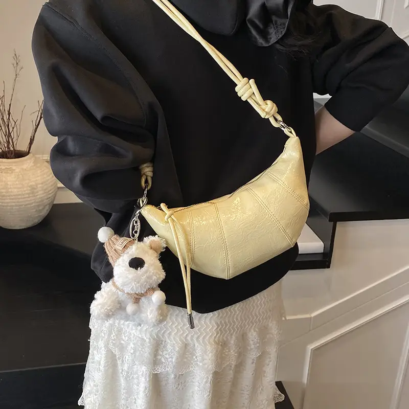 Women's Cream Shoulder Bag with Doll Decor - Image 8
