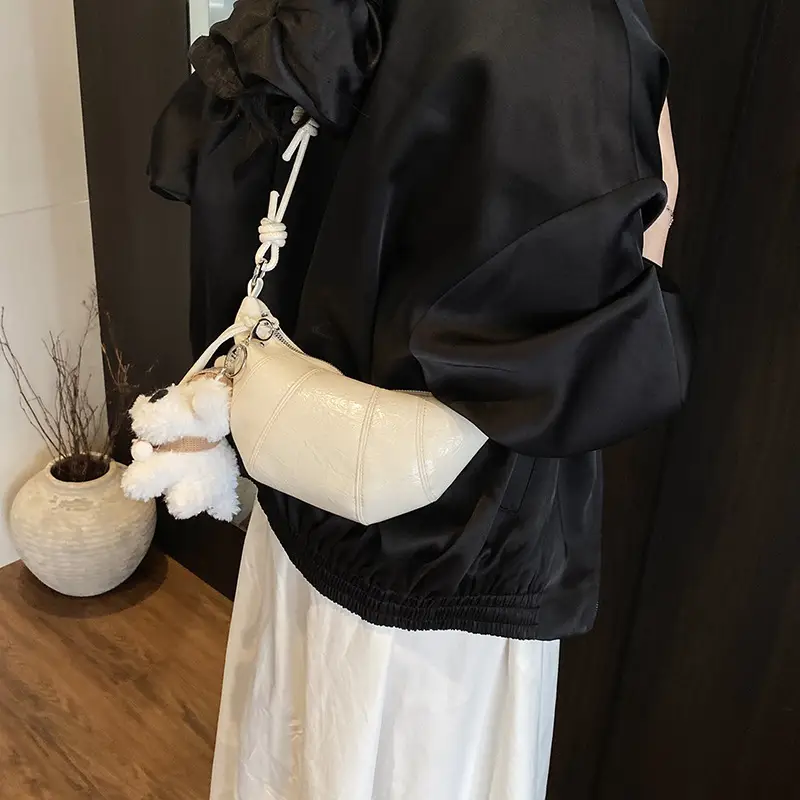 Women's Cream Shoulder Bag with Doll Decor - Image 9