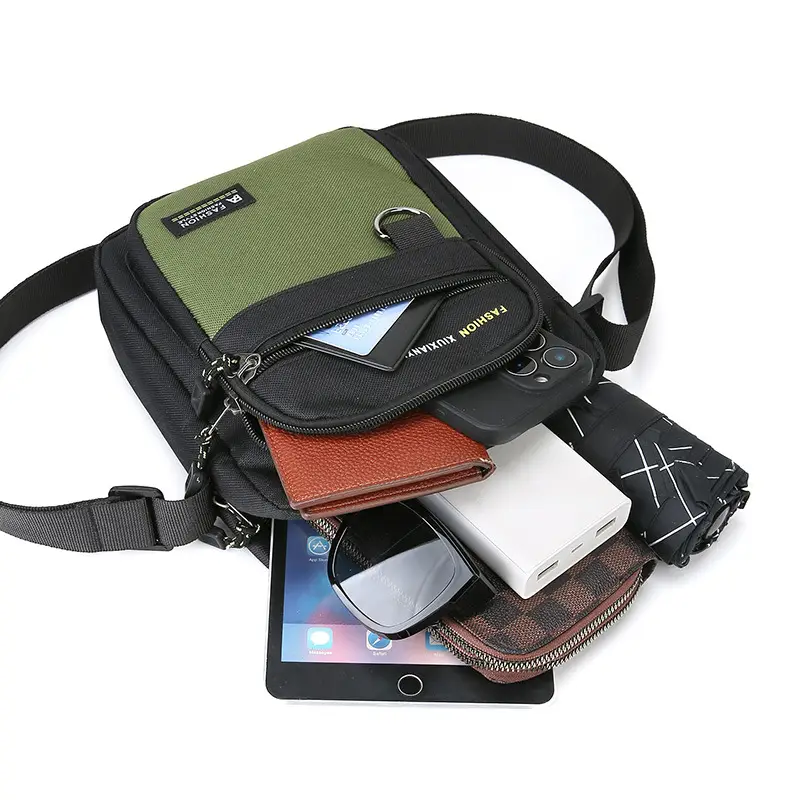 Men's Waterproof Oxford Shoulder Bag Green Black - Image 26