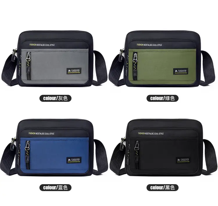 Men's Waterproof Oxford Shoulder Bag Green Black — feature 6