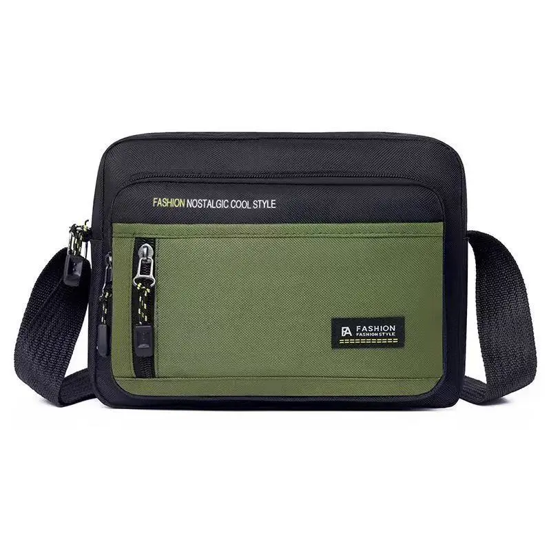 Men's Waterproof Oxford Shoulder Bag Green Black - Image 16