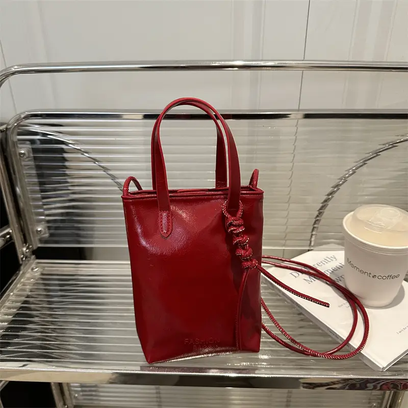 Women's White Pearl-Decorated Shoulder Bag with Mobile Cover