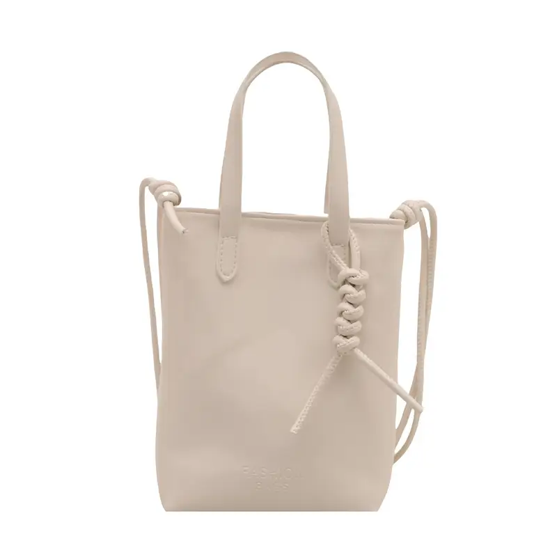Women's White Pearl-Decorated Shoulder Bag with Mobile Cover