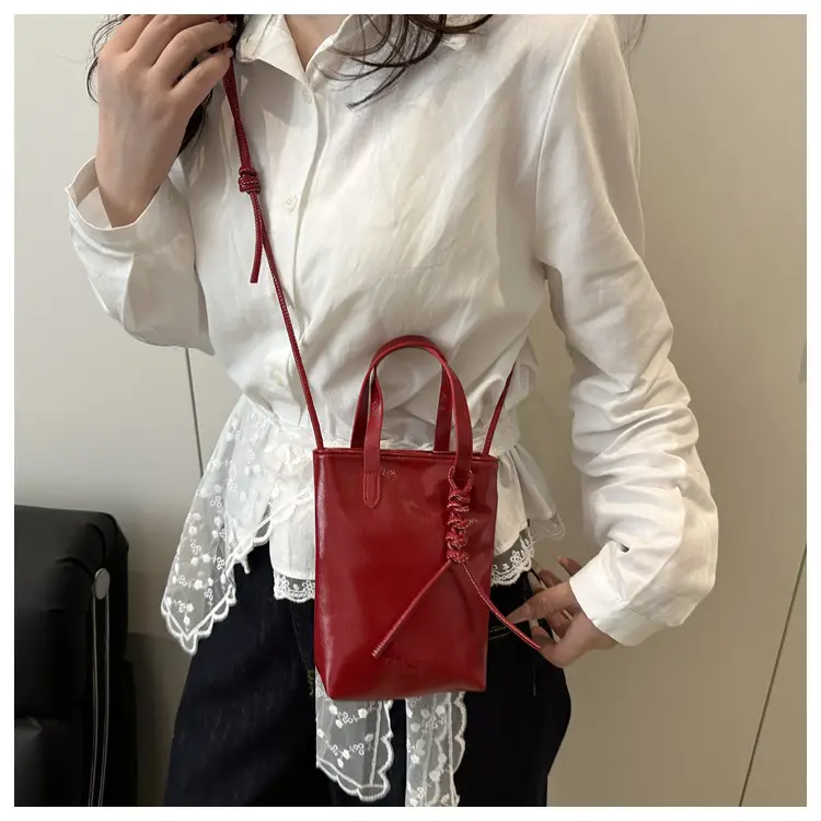 Women's White Pearl-Decorated Shoulder Bag with Mobile Cover — feature 13
