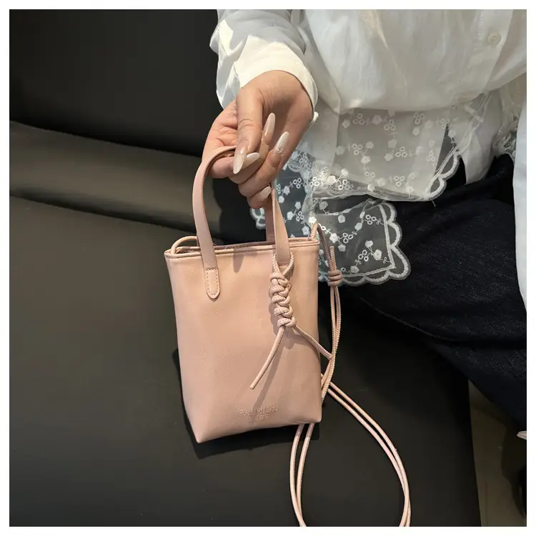 Women's White Pearl-Decorated Shoulder Bag with Mobile Cover — feature 14