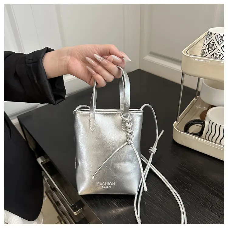 Women's White Pearl-Decorated Shoulder Bag with Mobile Cover — feature 17