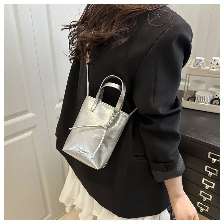 Women's White Pearl-Decorated Shoulder Bag with Mobile Cover — feature 18
