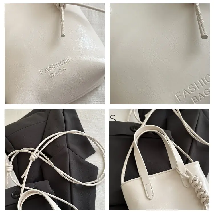 Women's White Pearl-Decorated Shoulder Bag with Mobile Cover — feature 7