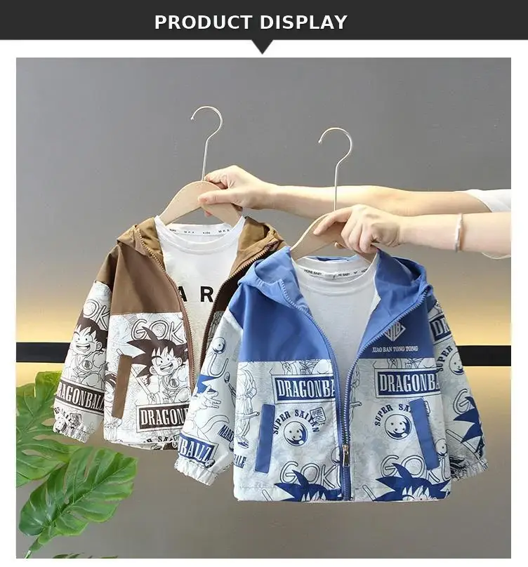 Boys Hooded Trench Coat Brown White Graphic 2025 — feature 11