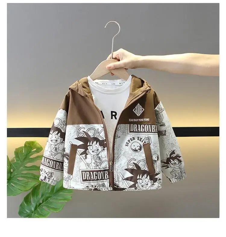Boys Hooded Trench Coat Brown White Graphic 2025 — feature 12