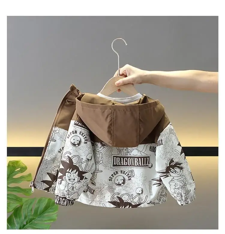 Boys Hooded Trench Coat Brown White Graphic 2025 — feature 14