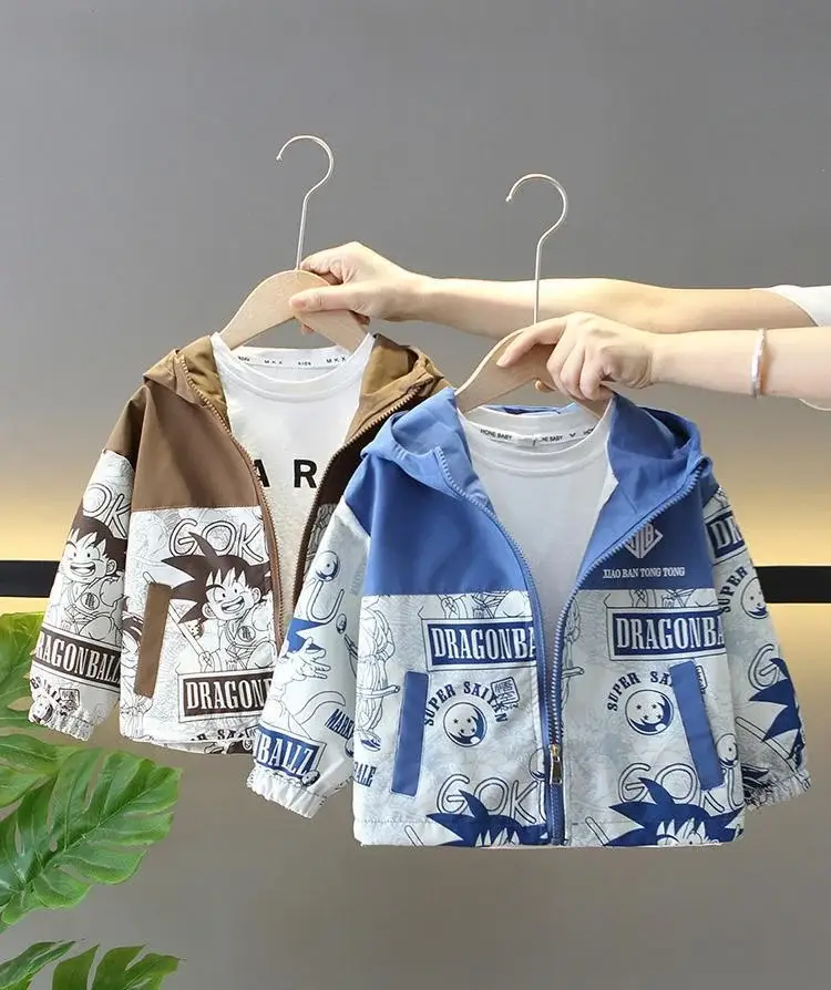 Boys Hooded Trench Coat Brown White Graphic 2025 — feature 2