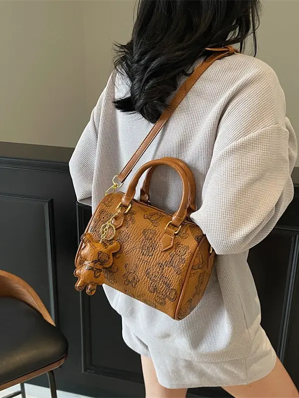 Women's Printed Crossbody Bag with Leather Handles - Image 19