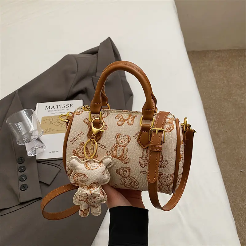 Women's Printed Crossbody Bag with Leather Handles - Image 10