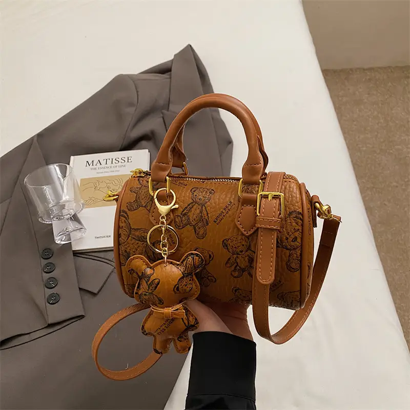 Women's Printed Crossbody Bag with Leather Handles - Image 12