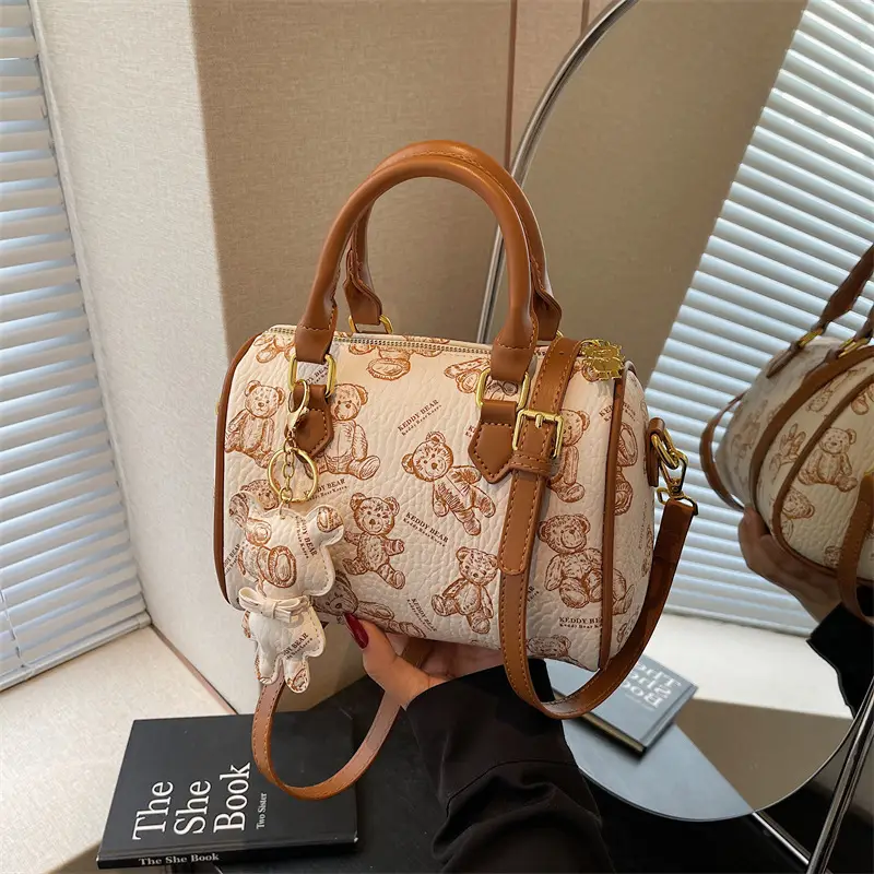 Women's Printed Crossbody Bag with Leather Handles - Image 2