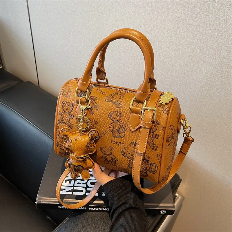 Women's Printed Crossbody Bag with Leather Handles - Image 4