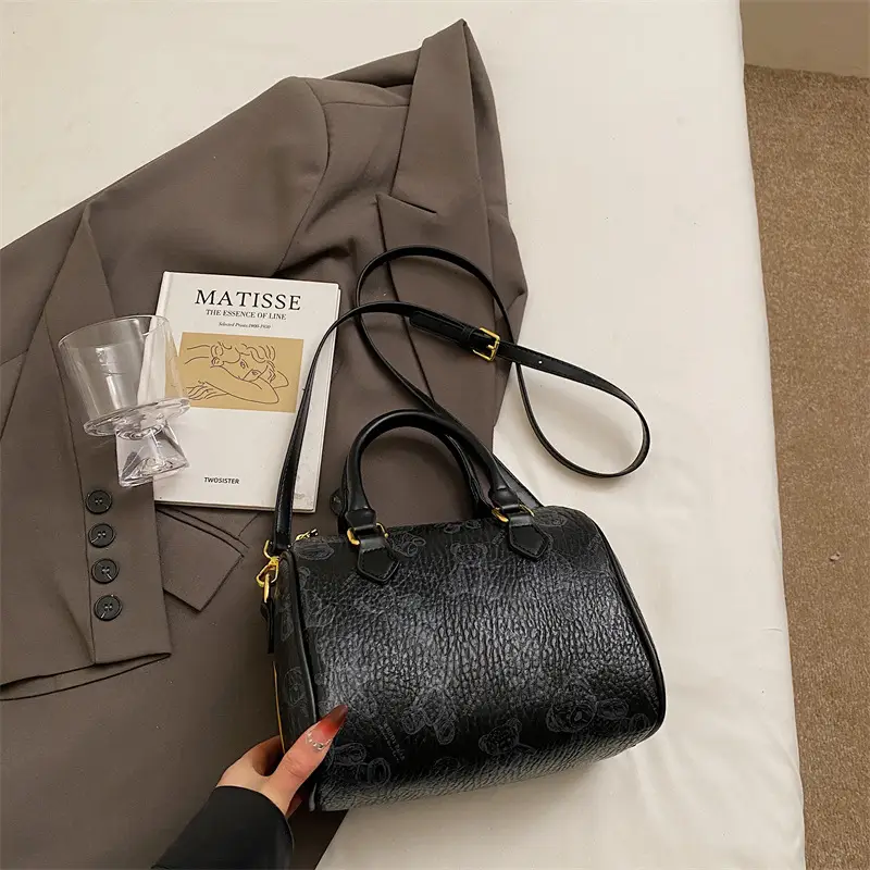 Women's Printed Crossbody Bag with Leather Handles - Image 5