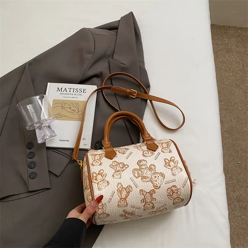 Women's Printed Crossbody Bag with Leather Handles - Image 6