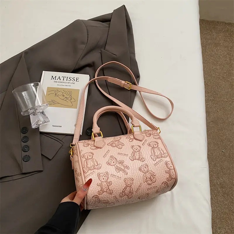 Women's Printed Crossbody Bag with Leather Handles - Image 7