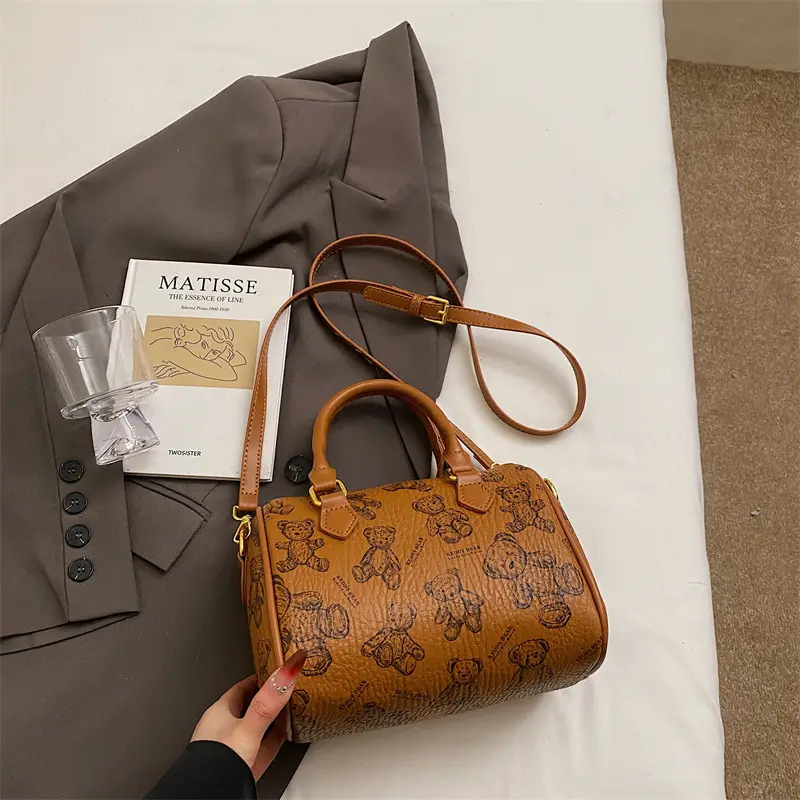 Women's Printed Crossbody Bag with Leather Handles - Image 8