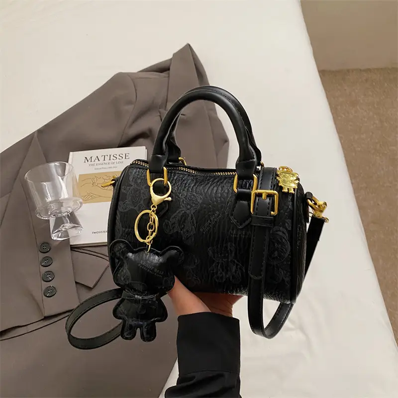 Women's Printed Crossbody Bag with Leather Handles - Image 9