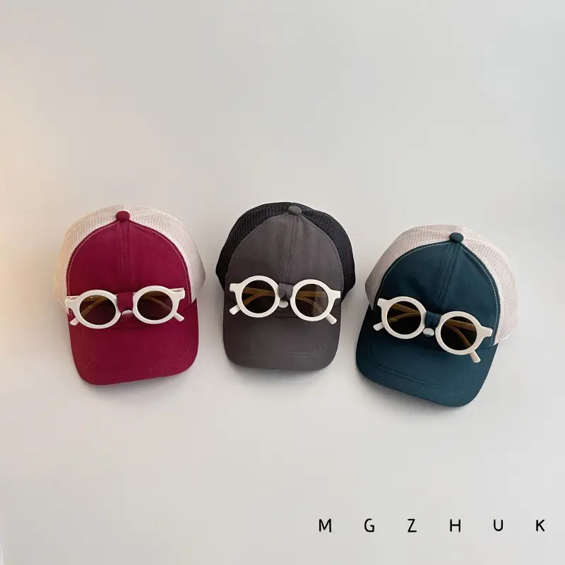 Children's Cotton Cap with Glasses for Boys Girls Spring Autumn