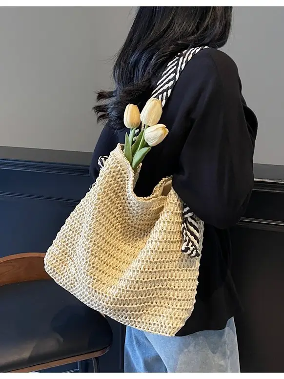 Women Straw Bag Large Capacity 2025 New Seaside Beach - Image 5