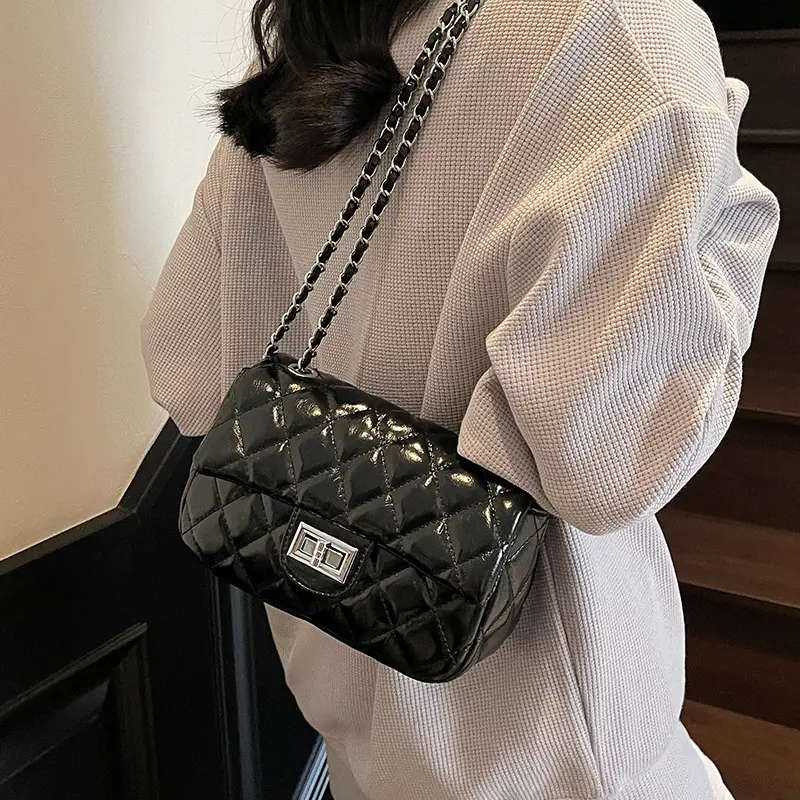 Women's Cream Textured Rhombus Crossbody Bag - Image 8