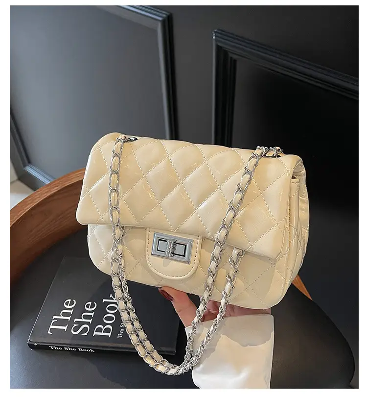 Women's Cream Textured Rhombus Crossbody Bag — feature 1