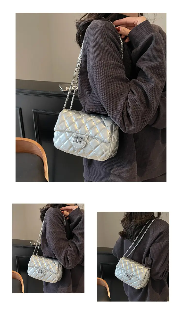 Women's Cream Textured Rhombus Crossbody Bag — feature 10
