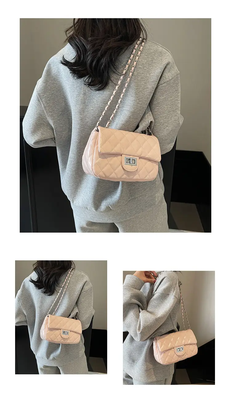 Women's Cream Textured Rhombus Crossbody Bag — feature 11