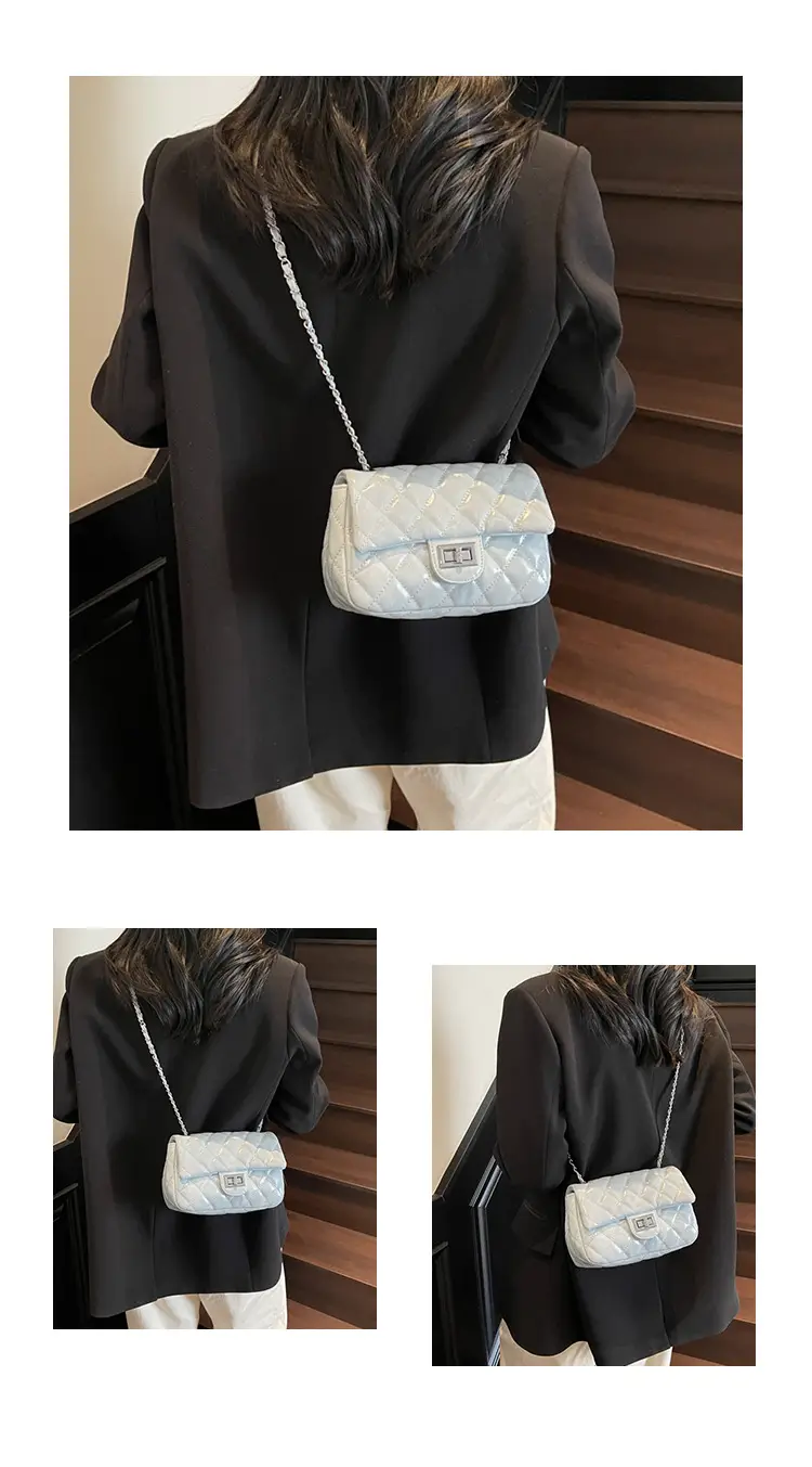 Women's Cream Textured Rhombus Crossbody Bag — feature 12