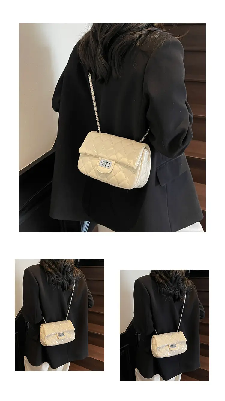 Women's Cream Textured Rhombus Crossbody Bag — feature 13