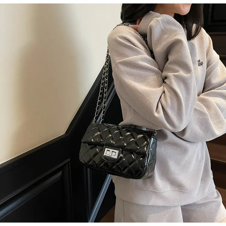 Women's Cream Textured Rhombus Crossbody Bag — feature 15